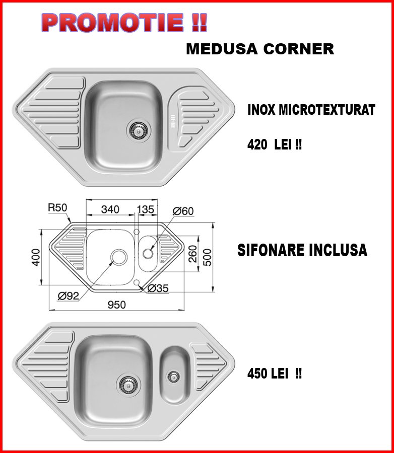 CHIUVETE BUCATARIE INOX MEDUSA CORNER